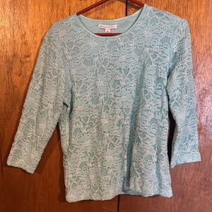 JM Collection Mint Green Fitted 3/4 Sleeve Blouse